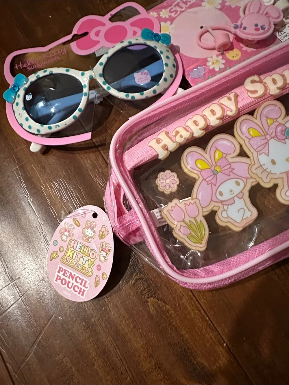 NWT Hello Kitty Kids Sunglasses Sanrio Blue Polka Dot w/ Bonus Accessories